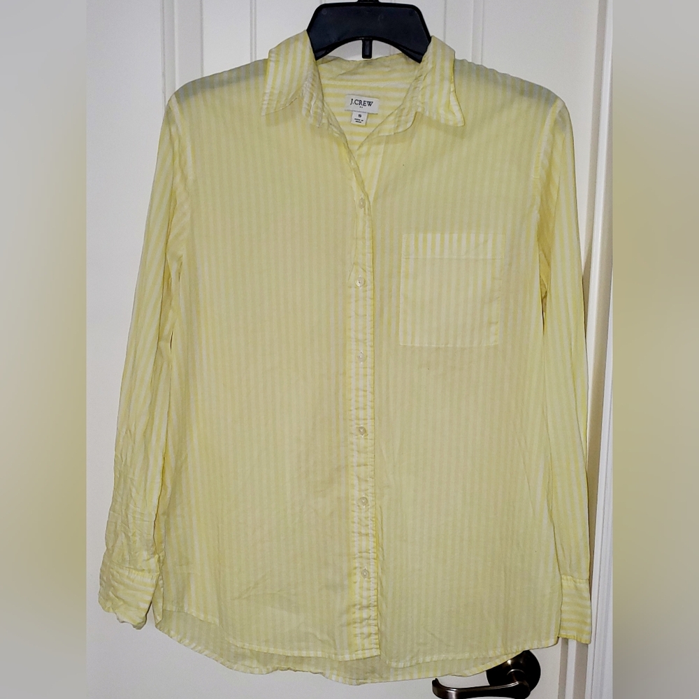 J. Crew Cotton button-up,striped blouse, size Small